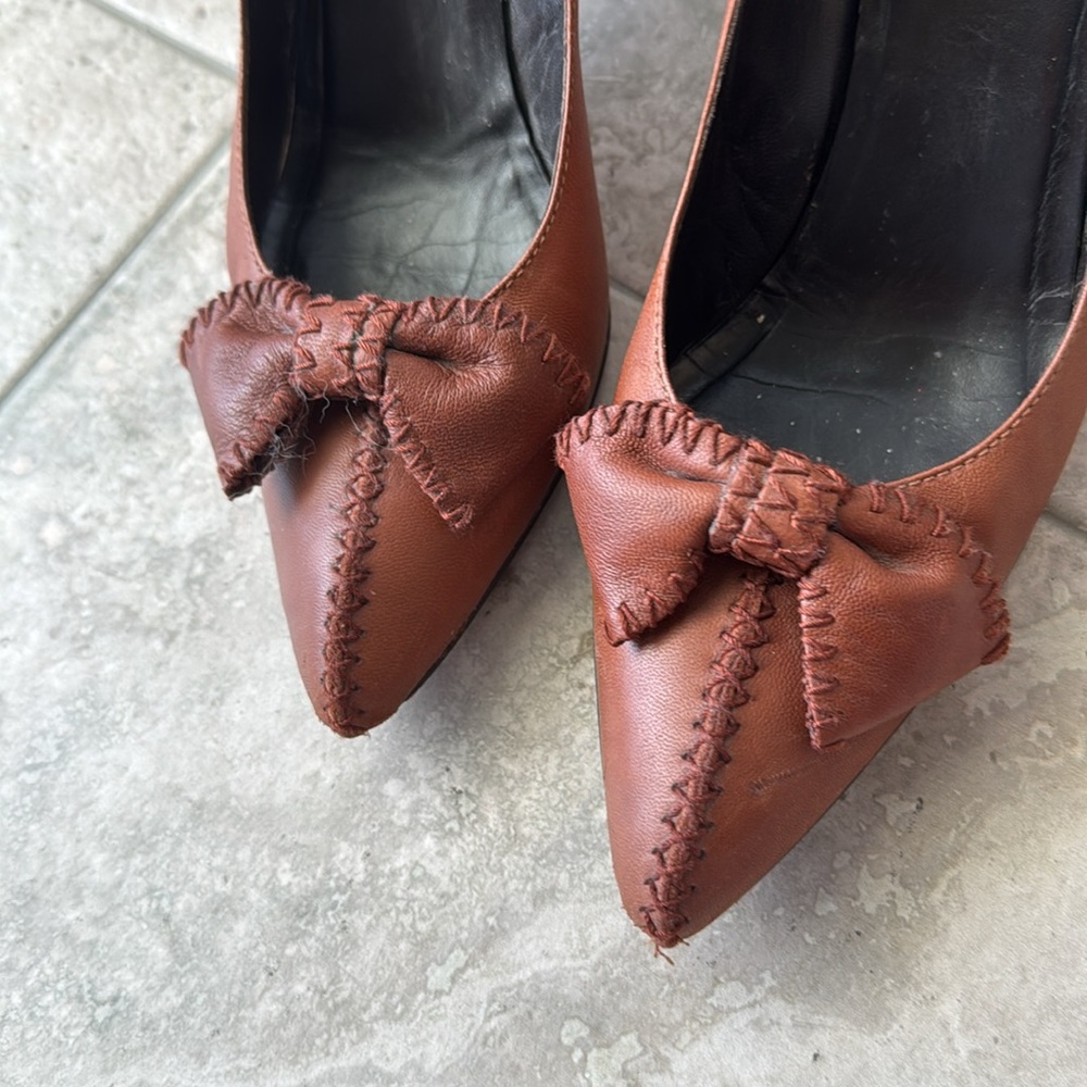 Unisa Brown Heels with Bow Detail
